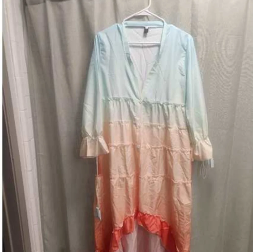 Women's Maxi Dress - Blue and Pink - Picture 6 of 10